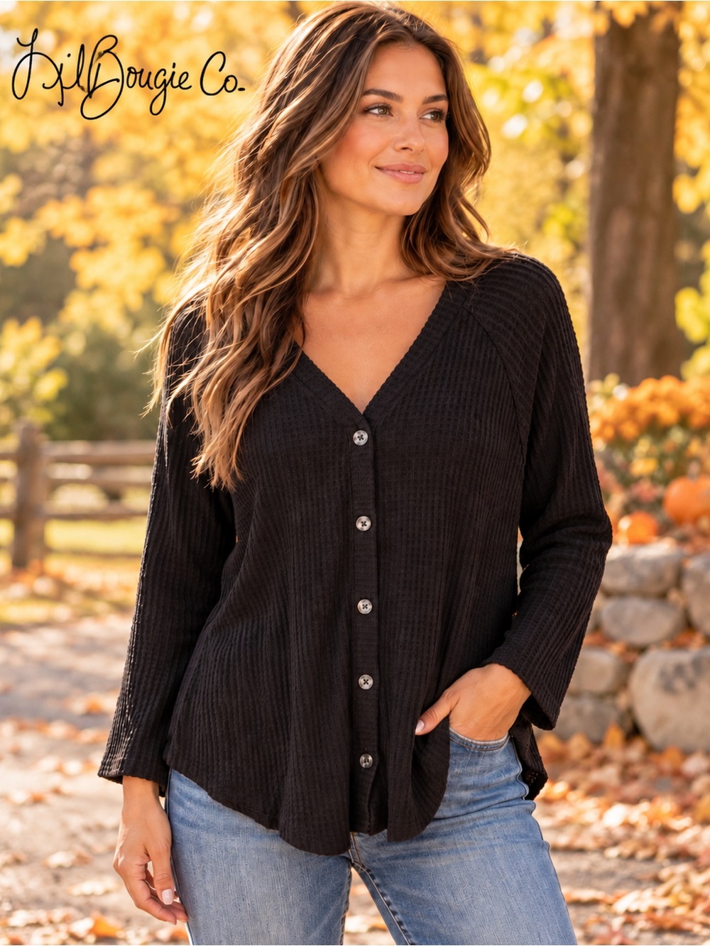 NWT Torrid Women’s Size 00 Black Waffle Knit Button Front V Neck Shirt